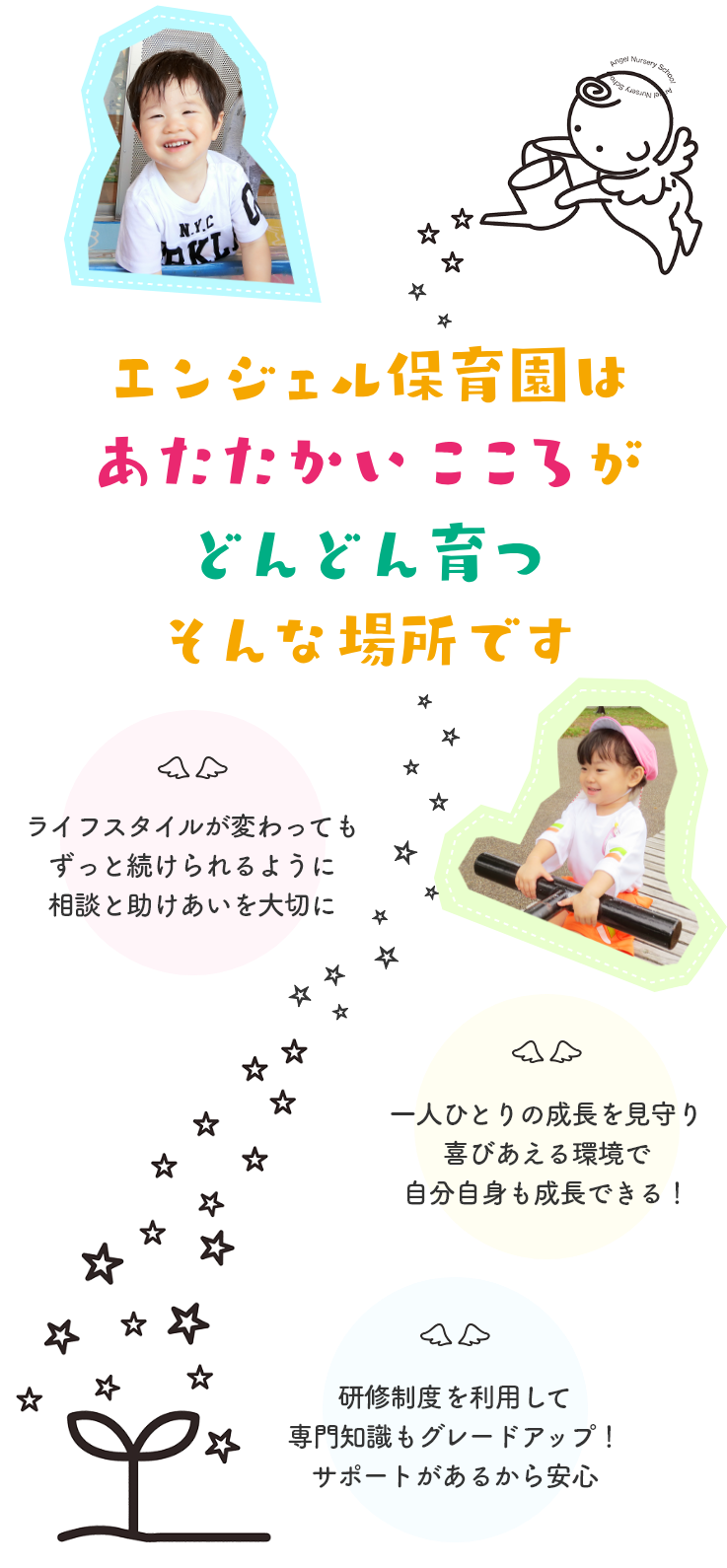 エンジェル保育園はあったかいこころがどんどん育つそんな場所です